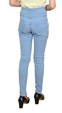 3 Buttoned Slim Fit Stretchable Denim Light Blue Jeans for Girl-thumb3