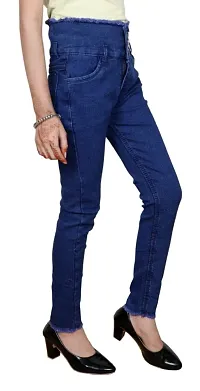 3 Buttoned Slim Fit Stretchable Denim Blue Jeans for Girl-thumb2