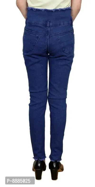 3 Buttoned Slim Fit Stretchable Denim Blue Jeans for Girl-thumb4