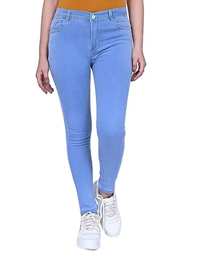 Vesicle Women's Denim Lycra Skinny 1 Button High Waist Jeans [V-1BHWJN]