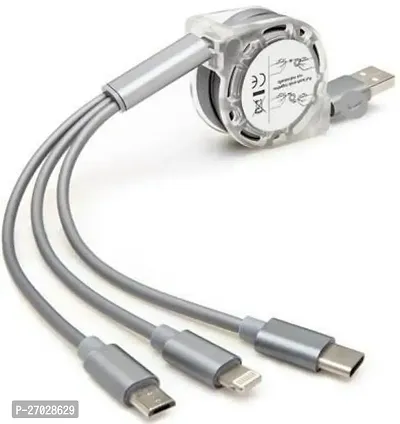 Stylish 3 In1 USB  Multi Device Fast Charger Cable- Lightening, Type-C, Micro USB-thumb0