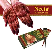 Neeta Mehendi Cones for Hand 4 Pc in 1 Box (Pack of 7) Bridal Mehndi Cones Natural Mehendi Cone for Wedding, Hand Designing, Reddish Brown Color Long Lasting Niddle Cones for Women-thumb2