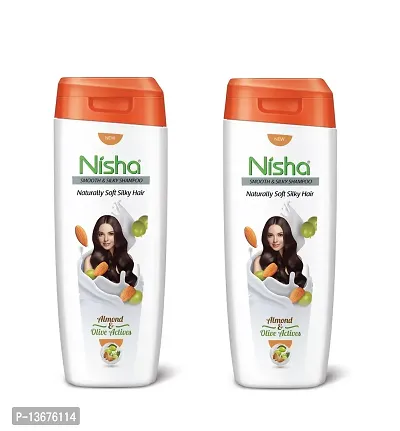 Nisha Almond & Olive Actives Shampoo For Smooth Soft Silky Hair, 180 ML - Pack Of 2