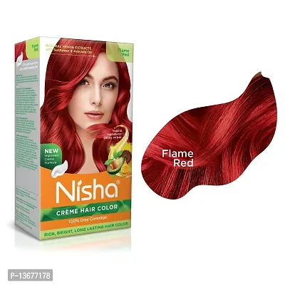 Nisha Cream Permanent Hair Color Permanent Fashion Highlights(60Gm+90Ml Each Pack) Flame Red (Pack Of 2)-thumb3