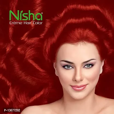 Nisha Creme Hair Color Combo Pack of Flame Red Red 150gm Jumbo + 40gm Sachet Pack-thumb4