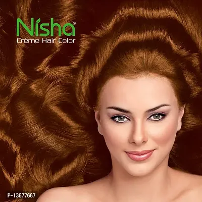 Nisha Cream Hair Color Rich Bright Long Lasting Hair Colouring For Ultra Soft Deep Shine 100% Grey Coverage Conditioning With Natural Herbs Golden Brown (Pack of 6)-thumb3