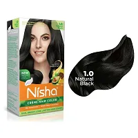 Nisha Cream 1.0 Natural Black Hair Color | Long-Lasting, Permanent, Bright, Shiny, Hair Colour For Women | Ammonia Free Black Hair Colour | 60ml + 60gm-thumb2