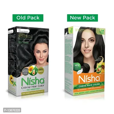 Nisha Cr?me Hair Color, 1 Natural Black, 60ml + 60gm, (Pack of 2) ?-thumb2