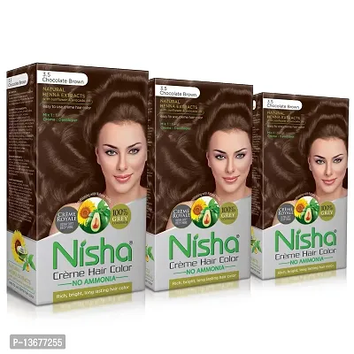 Nisha Chocolate Brown Creme Hair Color Ammonia Free Hair Colour For Women and Men Hair Color With Natural Herbs and Henna Extracts Pack of 3 ?