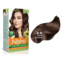 Nisha Cream hair color (120 ml/each) with Rich, Bright, Long Lasting Shine Hair Color NO AMMONIA Cream FORMULA smooth care for your precious hair! Dark Brown 3 (Pack of 3) ?-thumb2