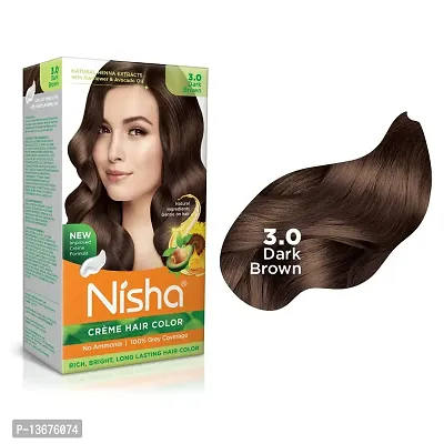 Nisha Cream hair color (120 ml/each) with Rich, Bright, Long Lasting Shine Hair Color NO AMMONIA Cream FORMULA smooth care for your precious hair! Dark Brown 3 (Pack of 3) ?-thumb3