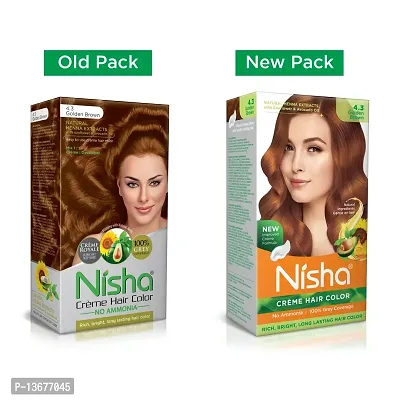 Nisha Cream Hair Color Rich Bright Long Lasting Hair Colouring For Ultra Soft Deep Shine 100% Grey Coverage Conditioning With Natural Herbs Golden Brown (Pack of 3)-thumb2