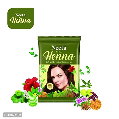 Neeta Pure Henna (Mehendi) Powder For Hair With 9 Herbs | 100% Natural Henna Powder For Soft  Shiny Hair 150gm (Pack Of 3)-thumb4