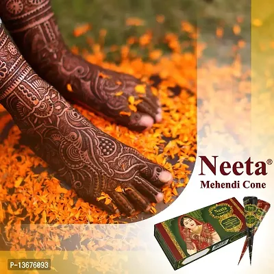 Neeta Mehendi Cones for Hand 4 Pc in 1 Box (Pack of 7) Bridal Mehndi Cones Natural Mehendi Cone for Wedding, Hand Designing, Reddish Brown Color Long Lasting Niddle Cones for Women-thumb4