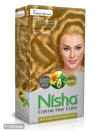 Nisha Hair Cr?me Color Golden Blonde Hair Color For Women and Men Hair Color Long Lasting 100% Grey Coverage Pack of 1