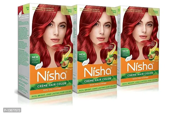 Nisha Flame Red Creme Hair Color For Men and Women Fashion Shade Hair Color With 100% Grey Coverage With Henna Extracts Pack of 3 ?