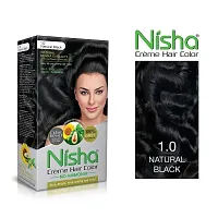 Nisha Cream Hair Color Rich Bright Long Lasting Hair Colouring For Ultra Soft Deep Shine 100% Grey Coverage Conditioning With Natural Herbs 120gm Natural Black (Pack of 3)-thumb1