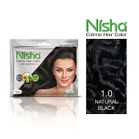 Nisha Cream Hair Color Rich Bright Long Lasting Hair Colouring For Ultra Soft Deep Shine 100% Grey Coverage Conditioning With Natural Herbs Natural Black (Pack of 6)-thumb1