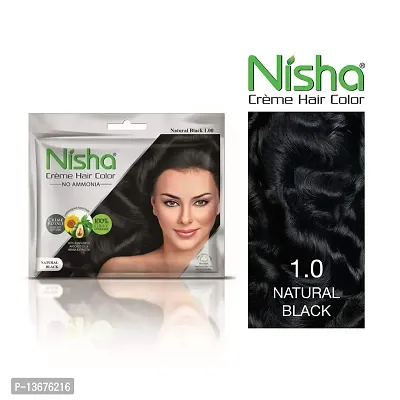 Nisha Cream Hair Color Rich Bright Long Lasting Hair Colouring For Ultra Soft Deep Shine 100% Grey Coverage Conditioning With Natural Herbs Natural Black (Pack of 6)-thumb2