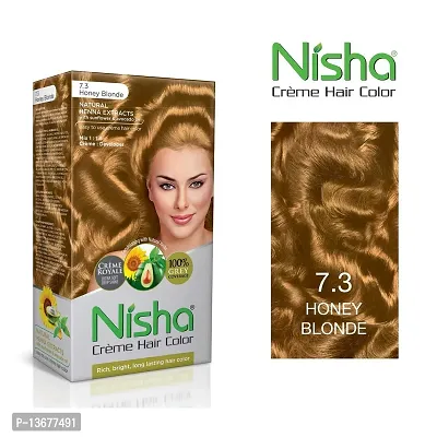 Nisha Cr?me Hair Color (60gm + 60ml + 18ml Conditioner for Each) Combo Pack of Natural Black & Honey Blonde ?-thumb3