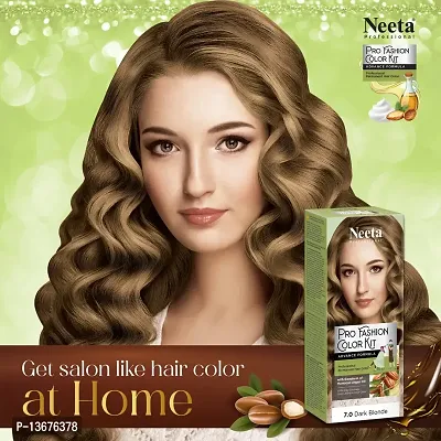Neeta Professional Pro Fashion Color Kit Permanent Hair Color Dark Blonde 7.0-thumb2