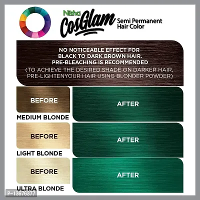 Nisha Cosglam Semi Permanent Hair Color for Unisex, Infused Conditioner, Glossy Finish, No Ammonia, No Peroxide  Non Oxidative, Vegan Highlights Hair Dye 120g #41 Crazy Green-thumb4