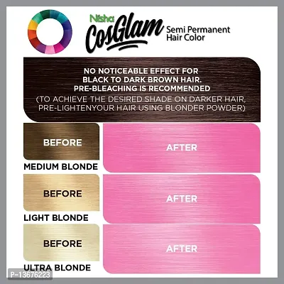 Nisha Cosglam Semi Permanent Hair Color for Unisex, Infused Conditioner, Glossy Finish, No Ammonia, No Peroxide & Non Oxidative, Vegan Highlights Hair Dye 120g #11 Soft Pink (Light Pink)-thumb5