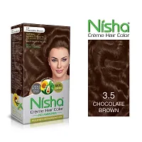 Nisha Cream Hair Color With Rich, Bright, Long Lasting Shine Hair Color No Ammonia Cream Formula Smooth Care For Your Precious Hair! 120gm Chocolate Brown 3.5 (Pack of 1)-thumb2