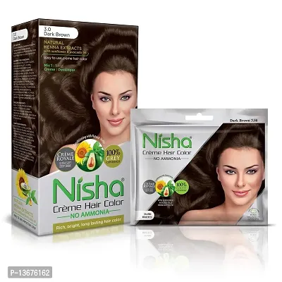 Nisha Creme Hair Color Combo of Pack Dark Brown 120gm Jumbo + 40gm Sachet Pack ?