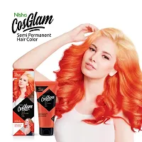 Nisha Cosglam Semi Permanent Hair Color for Unisex, Infused Conditioner, Glossy Finish, No Ammonia, No Peroxide  Non Oxidative, Vegan Highlights Hair Dye 120g #33 Vibrant Orange-thumb2