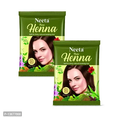 Neeta Pure Henna with 9 Herbs Soft  Shiny Looking Hair, 100% Natural Heena (150g / 5.29 OZ, Pack Of 2)