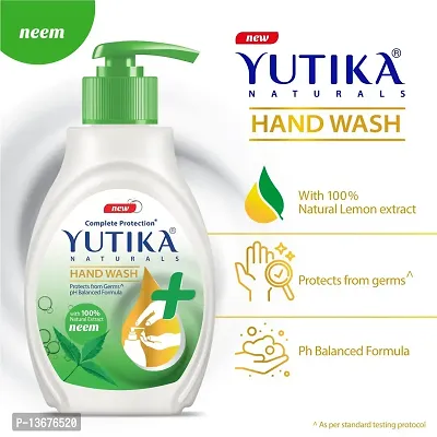 Yutika Naturals Complete Protection Neem Handwash 100% Natural Extract Liquid Soap 200ml Pump, With 180ml Liquid Refill Handwash-thumb4