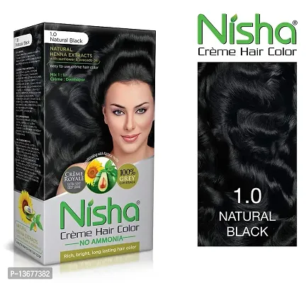 Nisha Cr?me Hair Color (60gm + 60ml + 18ml Conditioner for Each) Combo Pack of Natural Black  Light Brown ?-thumb2