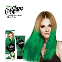 Nisha Cosglam Semi Permanent Hair Color for Unisex, Infused Conditioner, Glossy Finish, No Ammonia, No Peroxide  Non Oxidative, Vegan Highlights Hair Dye 120g #42 Emerald Green-thumb2