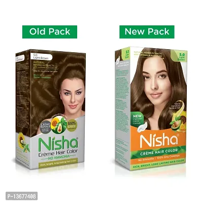 Nisha Hair Cr?me Color Light Brown Hair Color Ammonia Free Hair Color For Men and Women Long Lasting 100% Grey Coverage With Henna Extracts For Hair Care Pack of 2 ?-thumb2