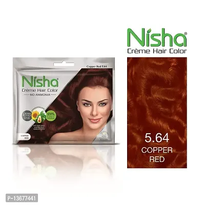 Nisha Cream Hair Color Rich Bright Long Lasting Hair Colouring For Ultra Soft Deep Shine 100% Grey Coverage Conditioning With Natural Herbs Copper Red (Pack of 6)-thumb2