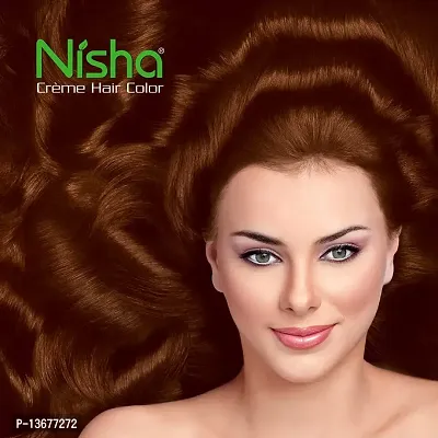 Nisha Cream Hair Color Rich Bright Long Lasting Hair Colouring For Ultra Soft Deep Shine 100% Grey Coverage Conditioning With Natural Herbs Natural Brown (Pack of 6)-thumb3