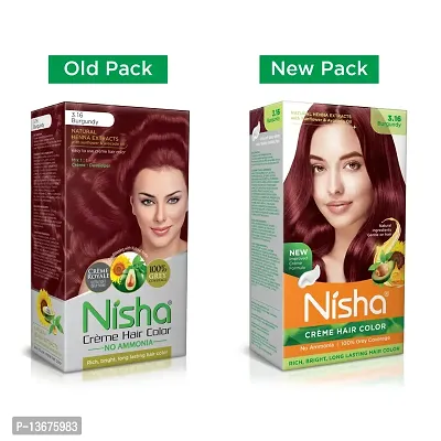 Nisha Cream Hair Color, Natural Extract, Bright, Vibrant, Hair Colour For Women, 60g + 60ml (Pack Of 1) - 3.16 Burgundy ?-thumb2