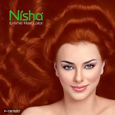 Nisha Cream Hair Color, Hair Highlighting Kit, Hair Colour for Unisex, 60ml+60g+18ml - Copper Red ?-thumb3