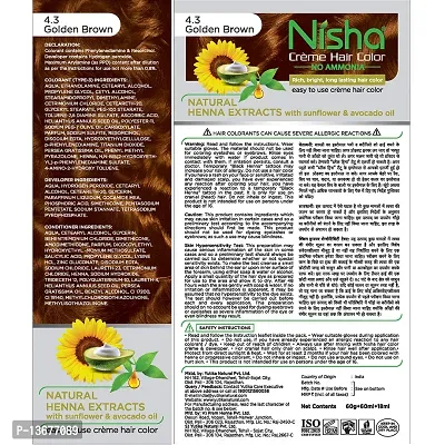 Nisha Creme Hair Color (60g + 60ml + 18ml Conditioner for Each) Combo Pack of Natural Black  Golden Brown ?-thumb5