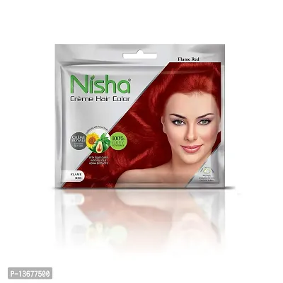 Nisha Cream Hair Color Rich Bright Long Lasting Hair Colouring For Ultra Soft Deep Shine 100% Grey Coverage Conditioning With Natural Herbs Flame Red (Pack of 6)