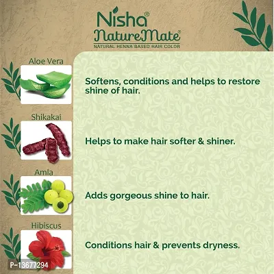 Nisha Nature Mate Henna Based Hair Color for Women Men No Ammonia 100% Herbal Protection and Long-Lasting Strong Shine Hair 25g Pack of 8 (Original Black)-thumb3