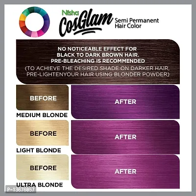 Nisha Cosglam Semi Permanent Hair Color for Unisex, Infused Conditioner, Glossy Finish, No Ammonia, No Peroxide  Non Oxidative, Vegan Highlights Hair Dye 120g #22 French Plum (Purple)-thumb4