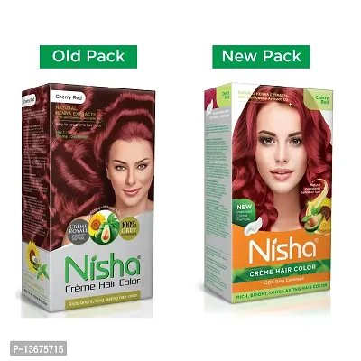 Nisha Cr?me Hair Color, Cherry Red, 60ml + 60gm, (Pack of 1) ?-thumb2