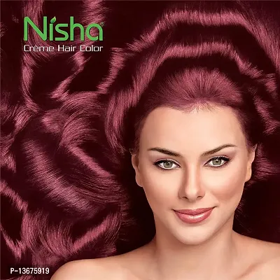 Nisha Cr?me Hair Color with Natural Henna Extracts, 60g + 60ml + 18ml - Cherry Red (Pack of 1)-thumb4