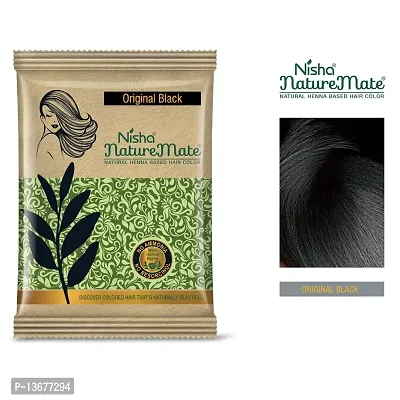 Nisha Nature Mate Henna Based Hair Color for Women Men No Ammonia 100% Herbal Protection and Long-Lasting Strong Shine Hair 25g Pack of 8 (Original Black)-thumb2