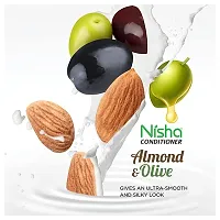 Nisha Hair Conditioner 180ml Smooth and Silky Conditioner with Almond and Olive Actives for All Hair Types, Conditioners for Dry and Frizzy Hair (180 ml Bottle, White)-thumb1