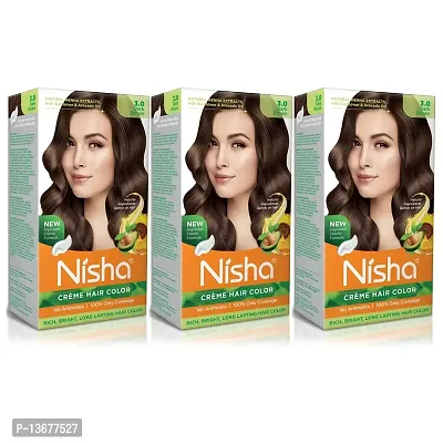 Nisha Dark Brown Creme Hair Colour Ammonia Free With Natural Herbs and Henna Extracts Hair Cr?me Colour For Women and Men Hair Color 100% Grey Coverage Pack of 3 ?-thumb0