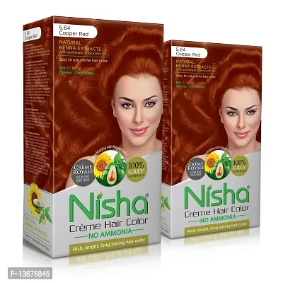 Nisha Long Lasting Copper Red Creme Hair Color For Women and Men Hair Colour 100% Grey Coverage With Natural Herbs and Henna Extracts For Hair Color Pack of 2