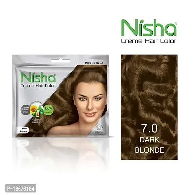 Nisha Cream Hair Color Rich Bright Long Lasting Hair Colouring For Ultra Soft Deep Shine 100% Grey Coverage Conditioning With Natural Herbs Dark Blonde (Pack of 6)